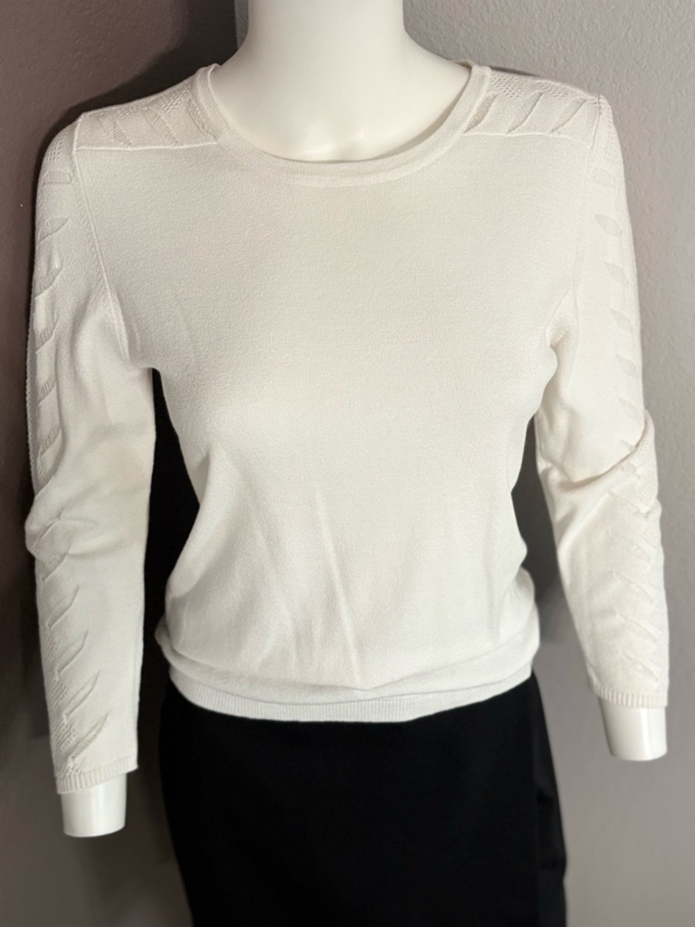 JULIO Cream Knit Top with Subtle Texture